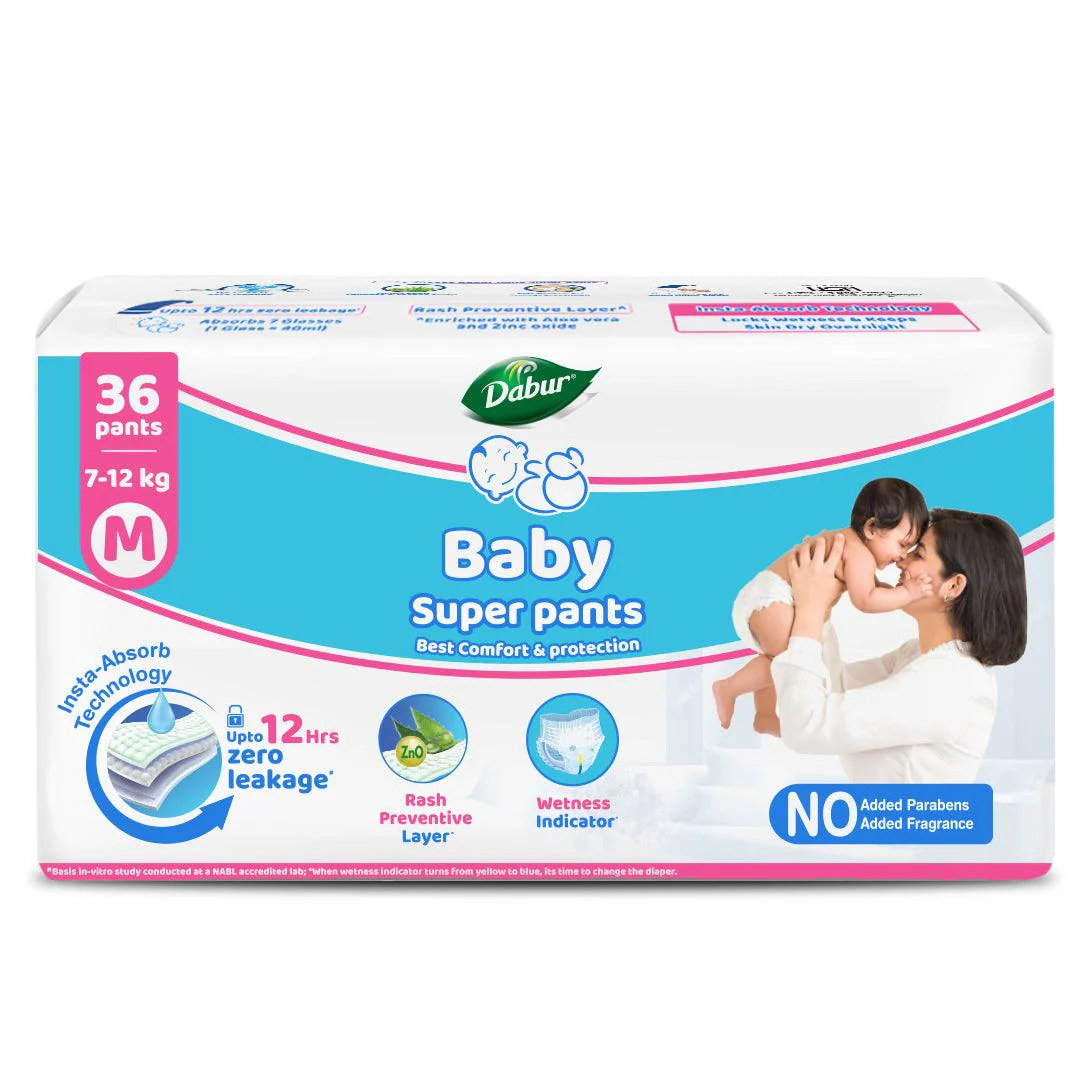 Dabur Baby Super Pants M Size – 36 Pants x 3 Packs | Ultra Soft & Dry - Image 10