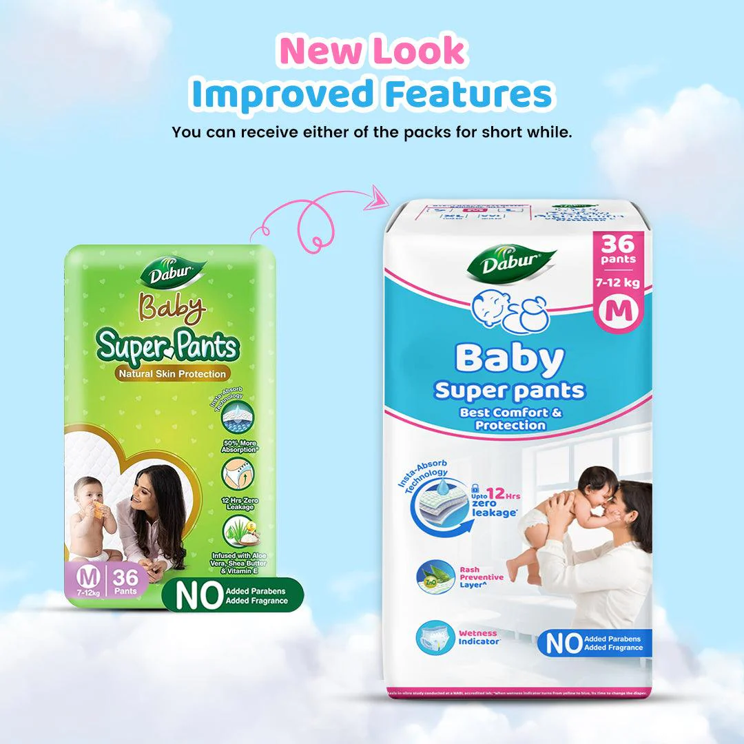 Dabur Baby Super Pants M Size – 36 Pants x 3 Packs | Ultra Soft & Dry - Image 3