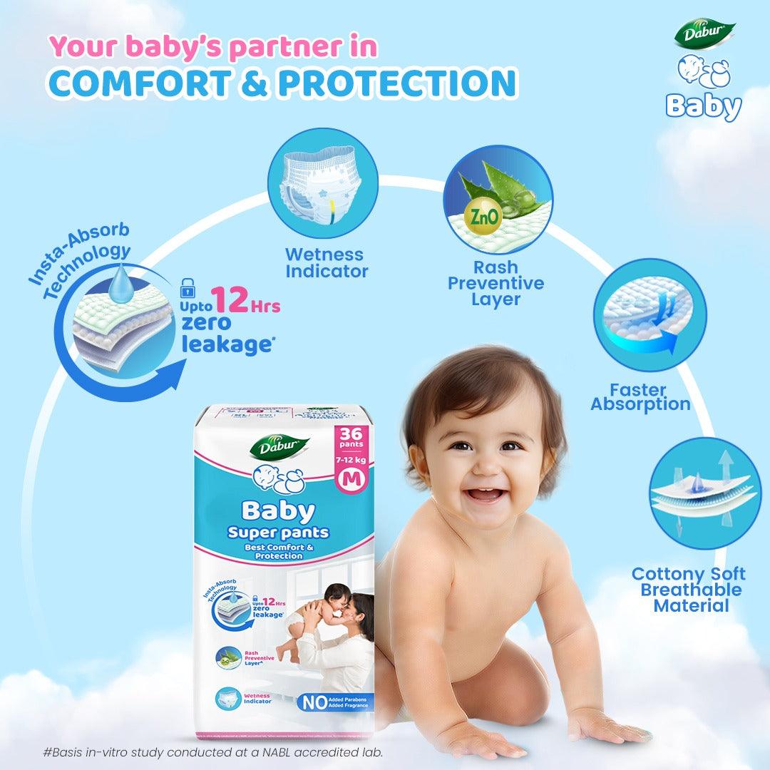Dabur Baby Super Pants M Size – 36 Pants x 3 Packs | Ultra Soft & Dry - Image 4