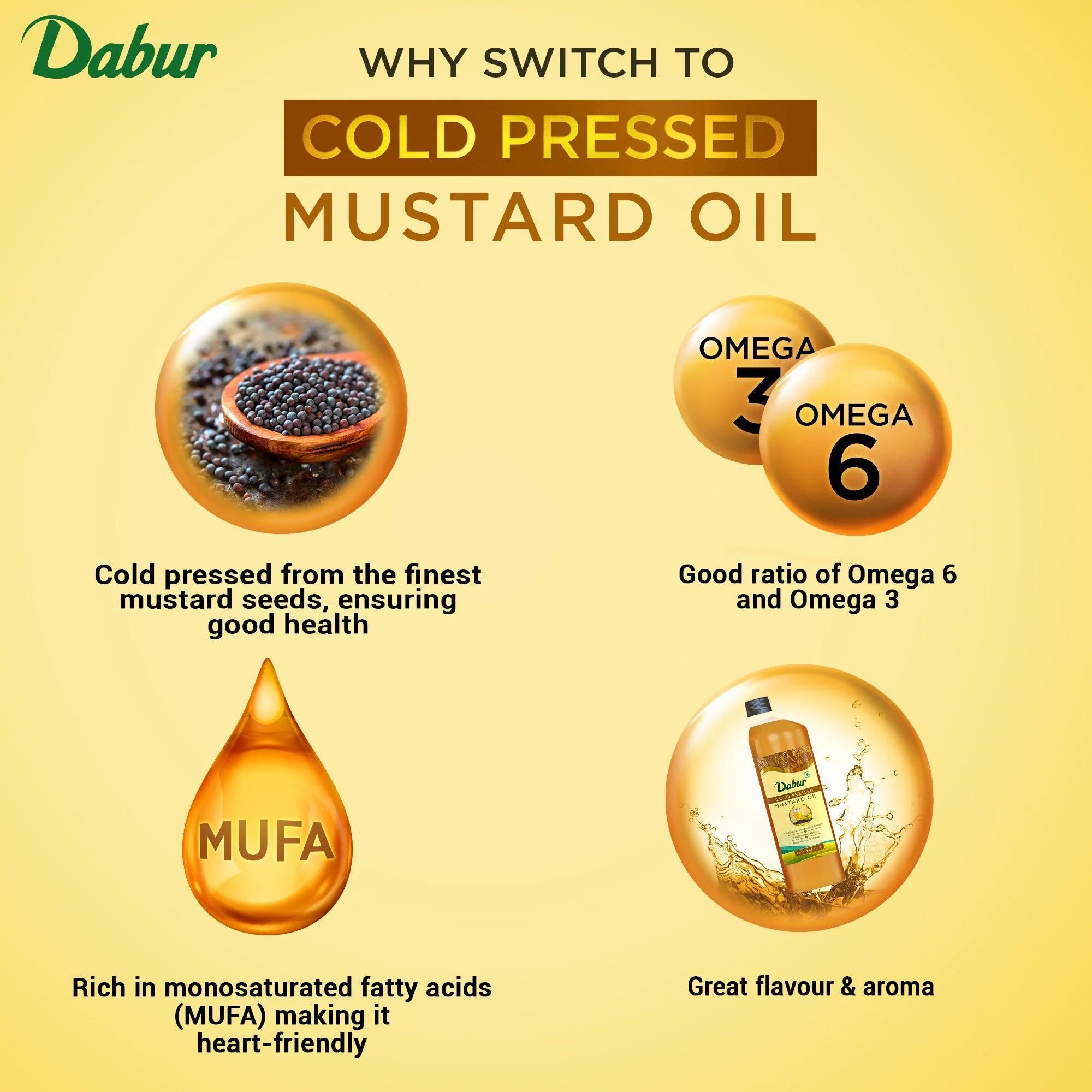 Dabur Cold Pressed Mustard Oil 1L+ Daanedaar Cow Ghee – 900ML | Authentic Taste & Health - Image 5