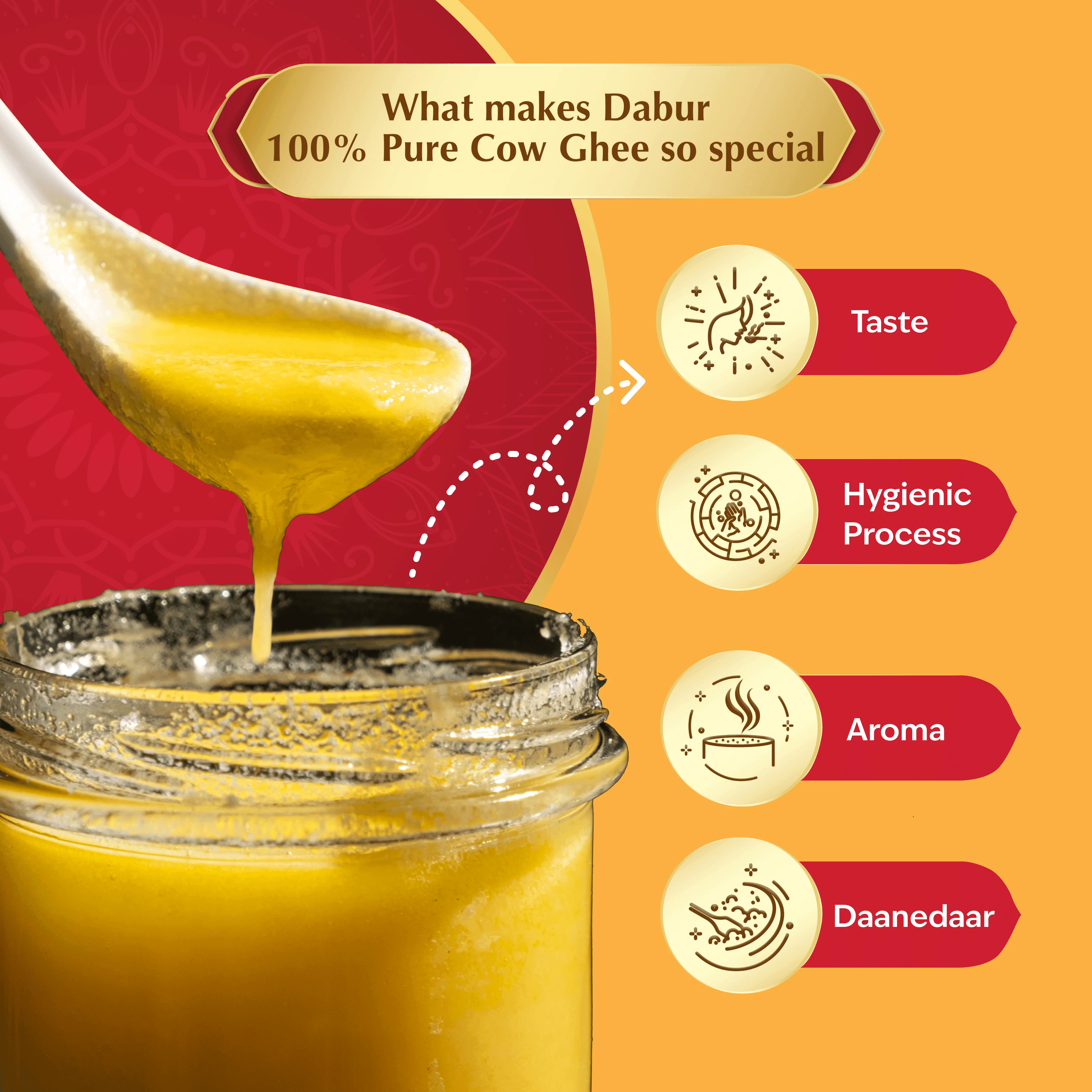 Dabur Cold Pressed Mustard Oil 1L+ Daanedaar Cow Ghee – 900ML | Authentic Taste & Health - Image 9