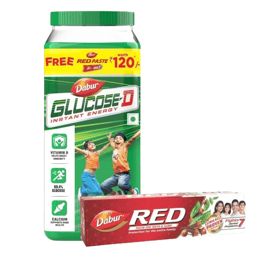 Dabur Glucose-D Jar (Free Dabur Red Toothpaste 200g)