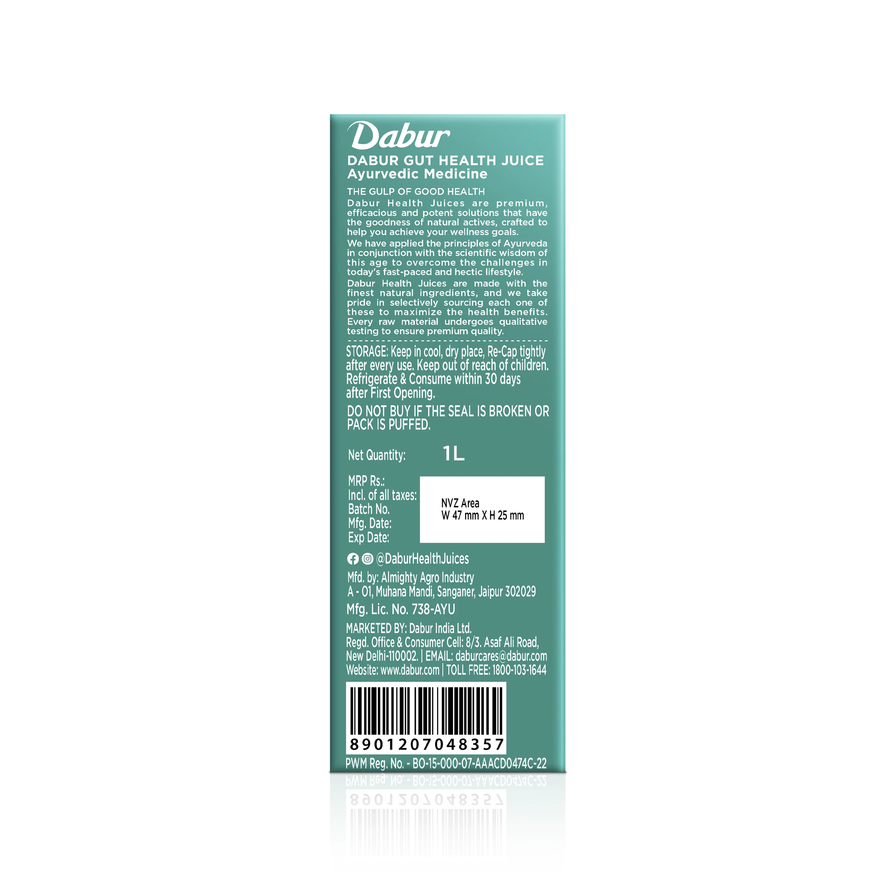 Dabur Gut Health Juice - Natural & Ayurvedic Digestive Care Solution | No Artificial Colors, Flavours & Sugars (Pack of 2) - Image 8