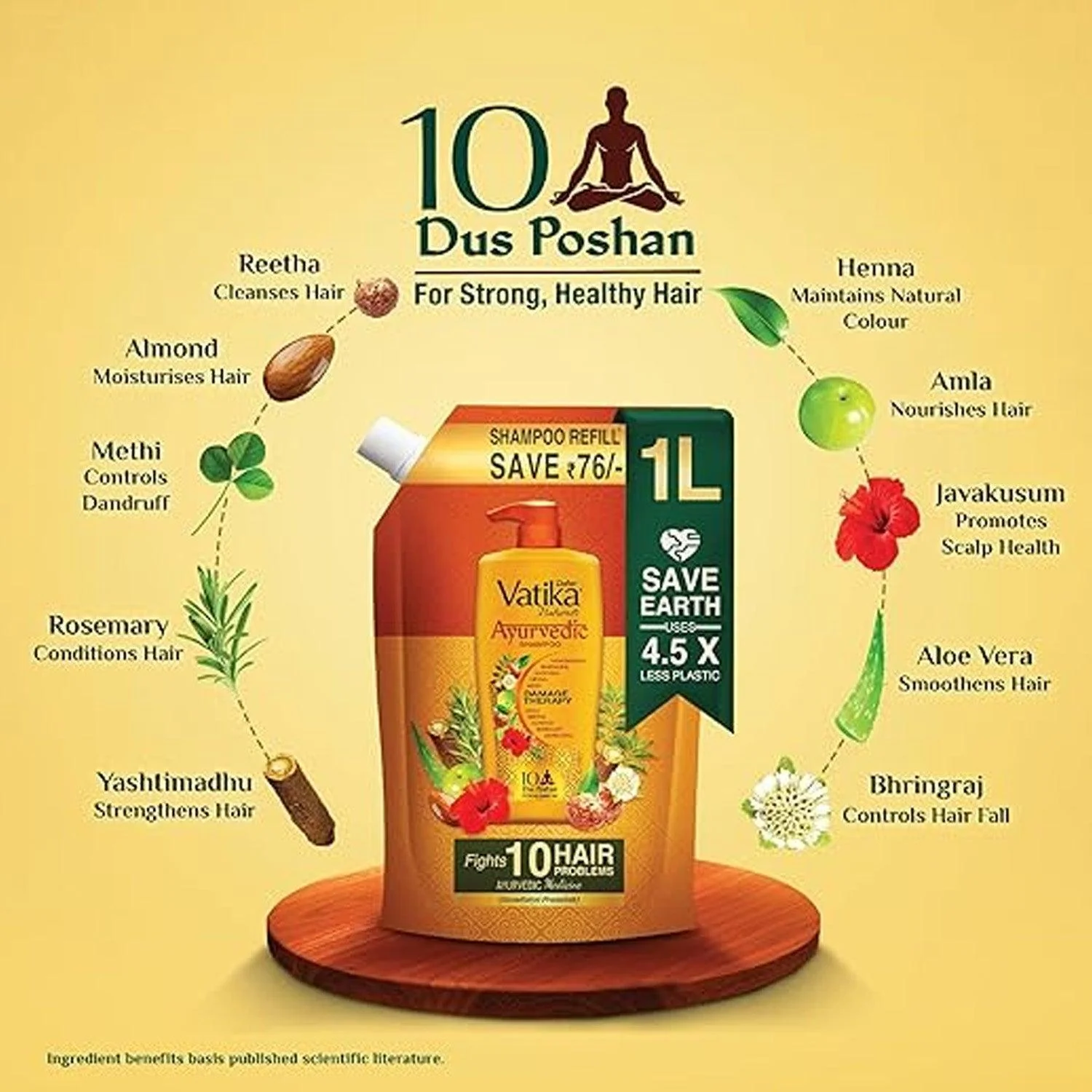 Dabur Vatika Naturals Ayurvedic Shampoo Pouch - Image 3