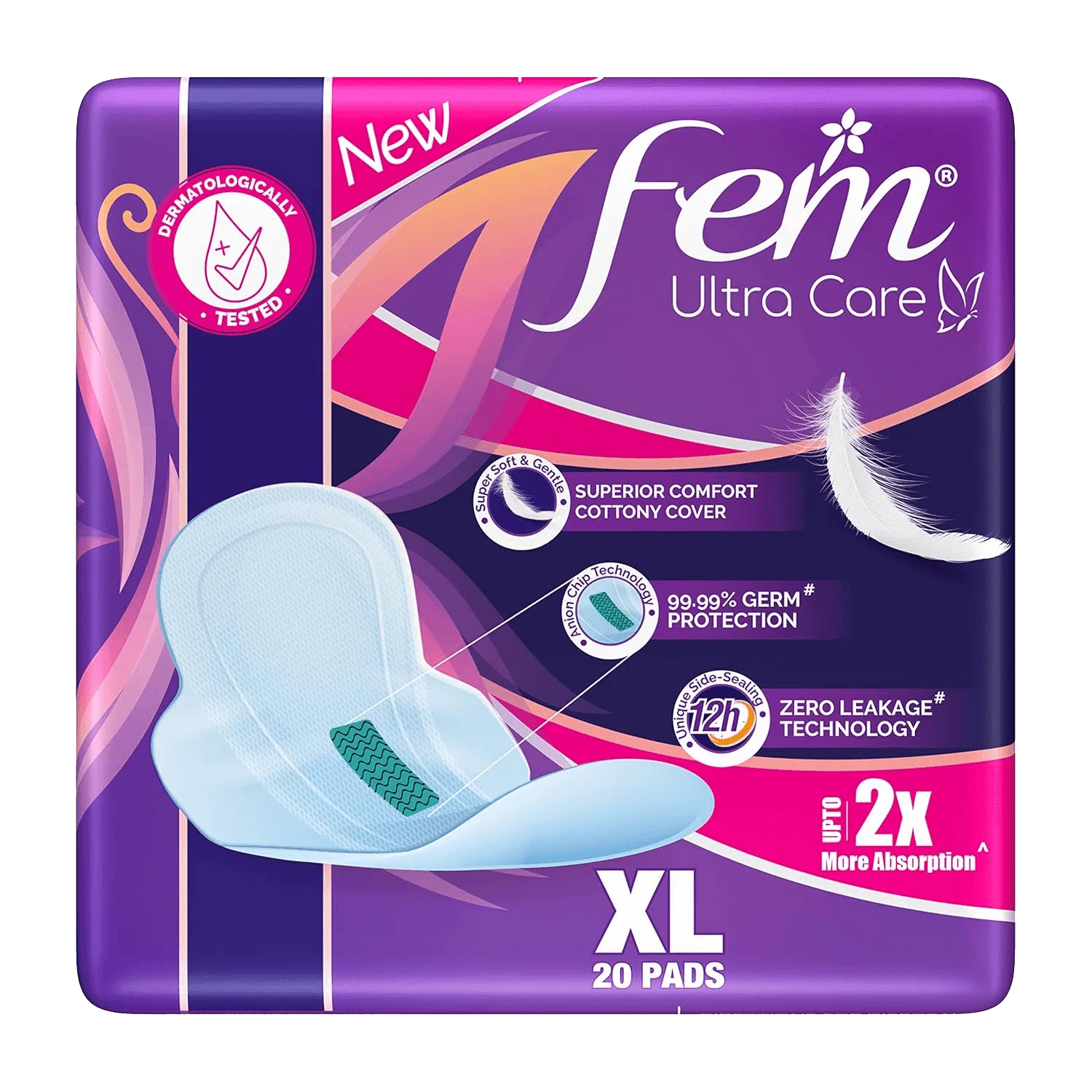 Fem Ultra Care Sanitary Pads for Women XL - Image 2