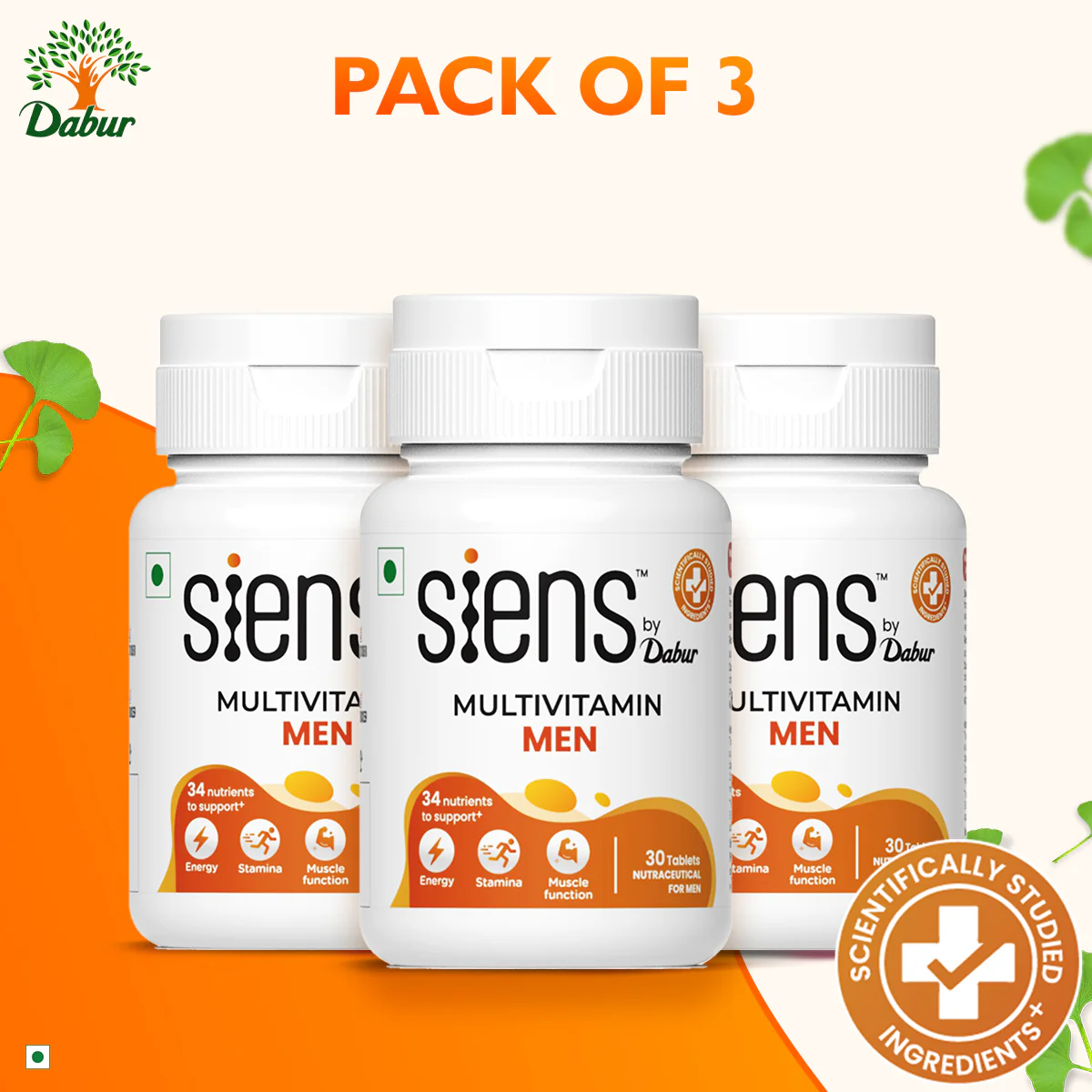 Siens By Dabur Multivitamin for Men | 34 nutrients to Support Energy, Muscle Function & Stamina - Image 3